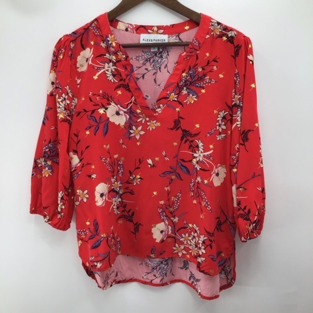 Alex & Parker Women's Red Floral Blouse